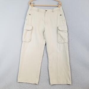 Vintage Nautica Marine Drill Pants Mens 36 Khaki Cargo Military 100% Cotton 90s